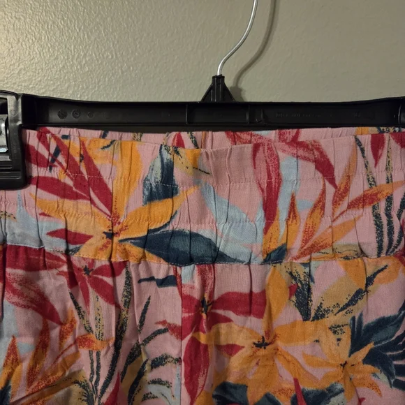 Jessica Simpson Pink Floral Wide Leg Cropped Pants Sz L ResortWear Lagenlook - Picture 6 of 10